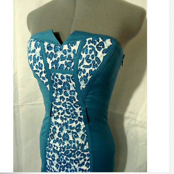 Nwt NARANKA Leopard print Bodycon Dress Blue Brown Costume Halloween - Picture 6 of 7